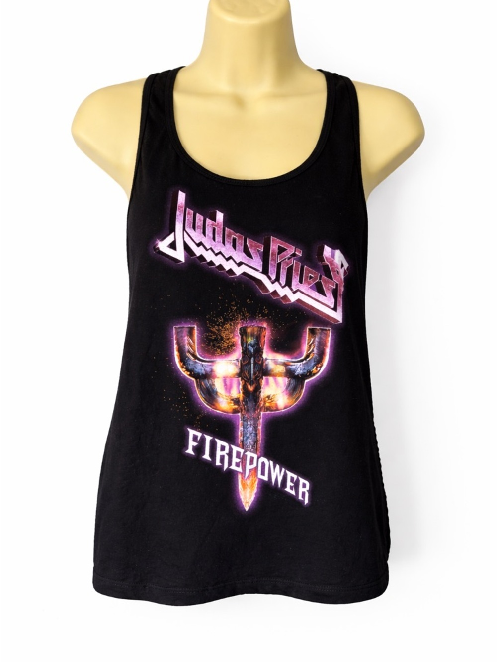 Judas Priest Firepower Lace Back Tank Top Black Graphic Large Y2K Grunge - Picture 3 of 7